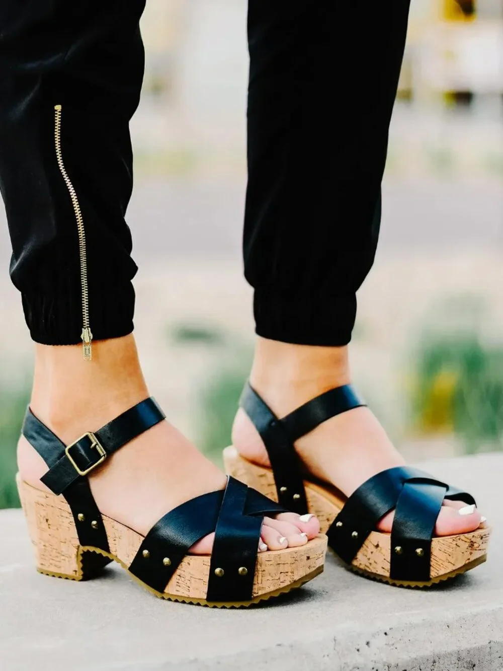 Journee Valentina Platform Sandal - Color: Black - Size: 8.5